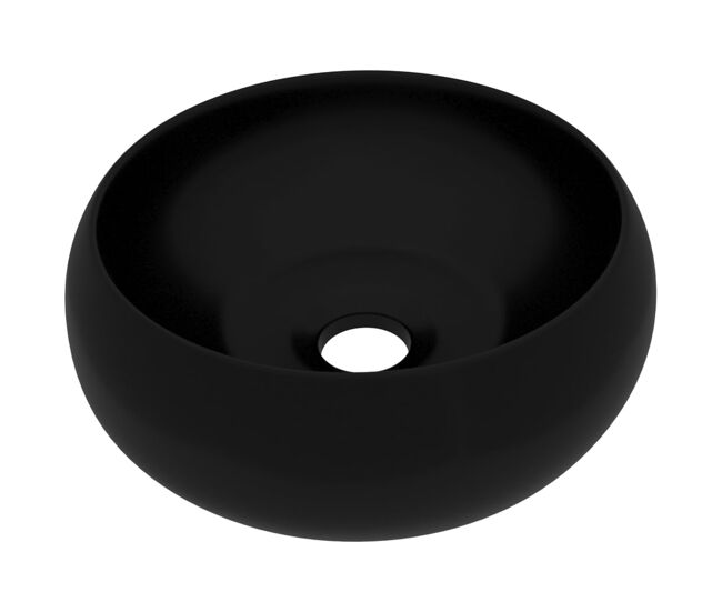 Lavabo - lavamanos de lujo redondo cerámica negro mate 40x15 cm