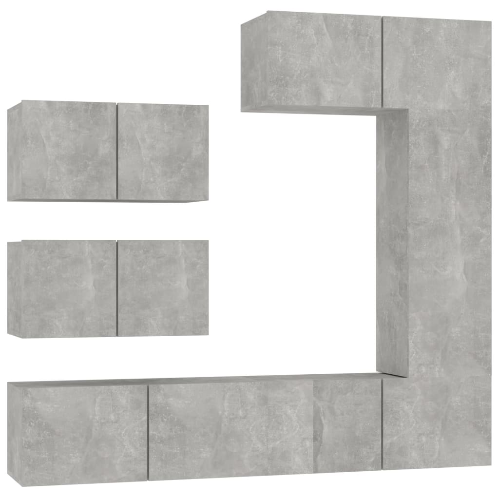 set de muebles de tv - mesas de tv 6 pzas madera contrachapada gris hormigon