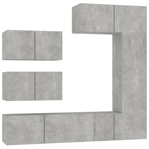 Conjunto móveis de TV - Armários TV 6 pcs madeira processada cinzento cimento