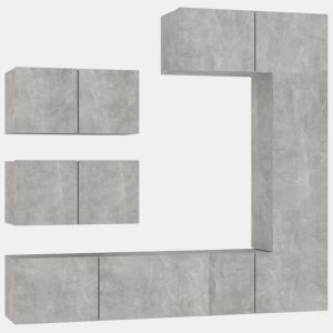 Conjunto móveis de TV - Armários TV 6 pcs madeira processada cinzento cimento