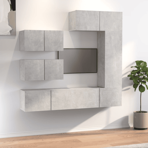 Conjunto móveis de TV - Armários TV 6 pcs madeira processada cinzento cimento