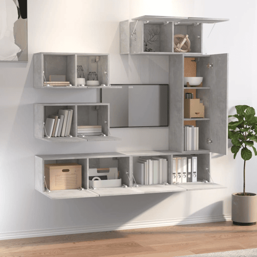 Conjunto móveis de TV - Armários TV 6 pcs madeira processada cinzento cimento