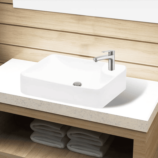 Lavatório - Lavabo - Pia de banheiro de cerâmica + furo torneira, branco
