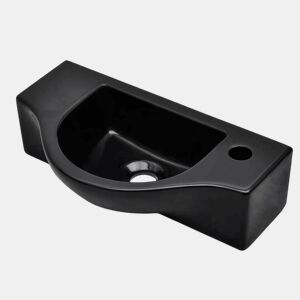 Lavatório - Lavabo - Pia de banheiro cerâmica redondo com furo para torneira, preto