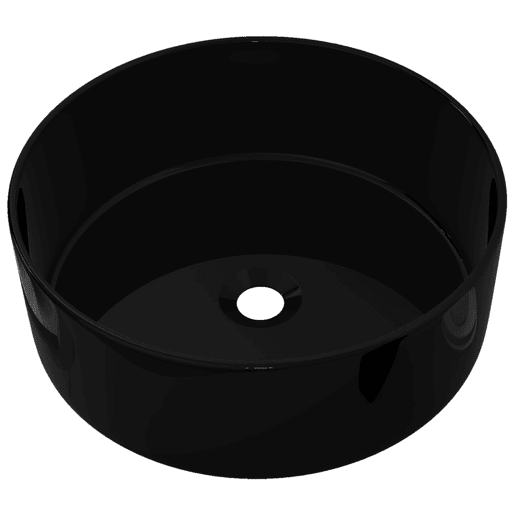 Lavatório - Lavabo - Pia de banheiro redondo em cerâmica preto 40x15 cm
