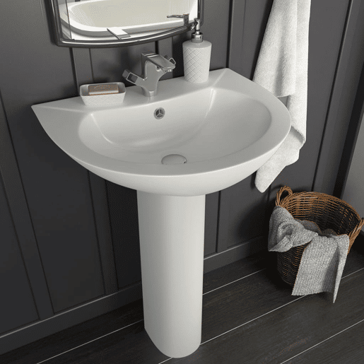 Lavatório - Lavabo - Pia de banheiro com coluna cerâmica branco 520x440x190 mm Lavatório - Lavabo - Pia de banheiro com coluna cerâmica branco 520x440x190 mm