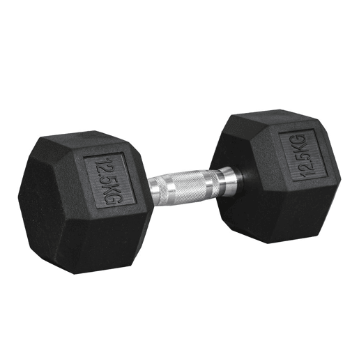HOMCOM Haltere Hexagonal 12,5 kg em Ferro Fundido Pesos de Aço Revestidos a Borracha com Pega Texturizada para Musculação Treino em Casa Ginásio Preto