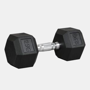 HOMCOM Haltere Hexagonal 12,5 kg em Ferro Fundido Pesos de Aço Revestidos a Borracha com Pega Texturizada para Musculação Treino em Casa Ginásio Preto