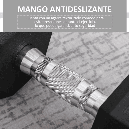 HOMCOM Haltere Hexagonal 12,5 kg em Ferro Fundido Pesos de Aço Revestidos a Borracha com Pega Texturizada para Musculação Treino em Casa Ginásio Preto