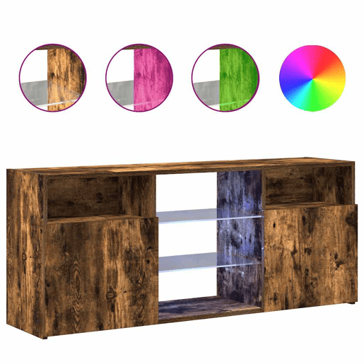Móvel de TV - Modulo de TV - Armário de TV com luzes LED 120x30x50 cm carvalho fumado