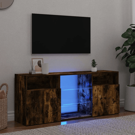 Móvel de TV - Modulo de TV - Armário de TV com luzes LED 120x30x50 cm carvalho fumado