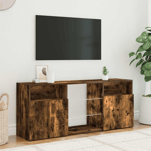 Móvel de TV - Modulo de TV - Armário de TV com luzes LED 120x30x50 cm carvalho fumado