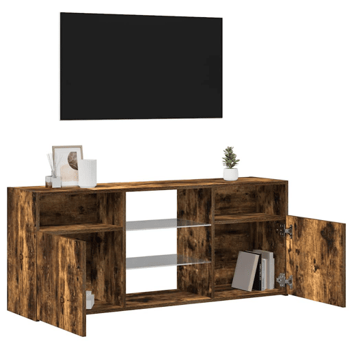 Móvel de TV - Modulo de TV - Armário de TV com luzes LED 120x30x50 cm carvalho fumado