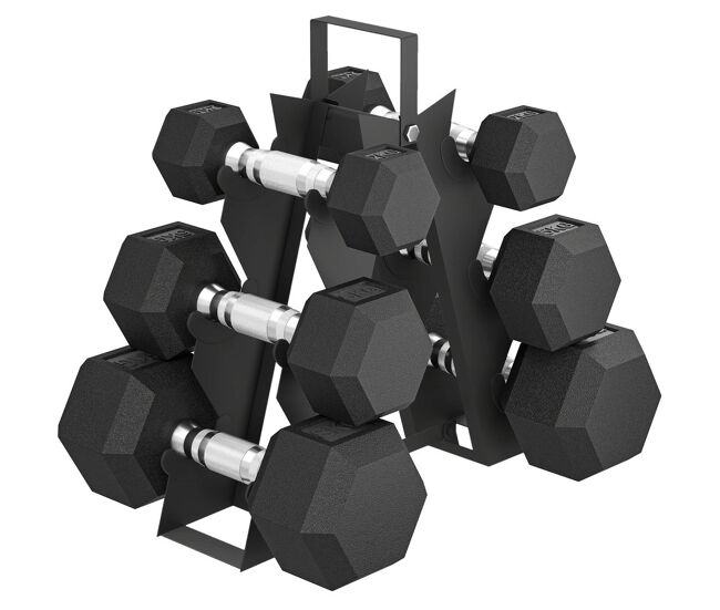 Sportnow juego de mancuernas de 6 piezas 30 kg, mancuernas hexagonales 2x2kg, 2x5kg, 2x8kg, con soporte de almacenamiento y mango antideslizante para entrenamiento en casa gimnasio, negro