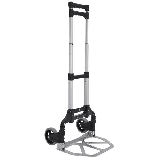 HOMCOM Carrinho de mão dobrável de alumínio Altura ajustável de 3 níveis Fácil transporte Carga 70 kg 41x38,5x100 cm Preto e cinza