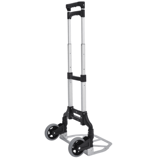 HOMCOM Carrinho de mão dobrável de alumínio Altura ajustável de 3 níveis Fácil transporte Carga 70 kg 41x38,5x100 cm Preto e cinza
