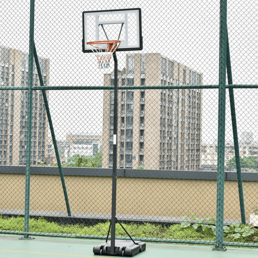 HOMCOM Tabela de Basquetebol com Suporte Portátil Aro de Ajustável em Altura com Base Recarregável para Crianças e Adultos 86x165x302-352cm Preto