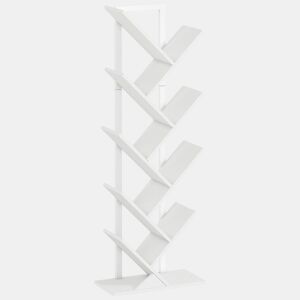 HOMCOM Estante em Forma de Árvore de 9 Níveis Estante de Livros com 9 Prateleiras e Estrutura de Aço para Sala de Estar Escritório Estúdio Quarto 50x24x136 cm Branco