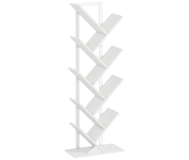 Homcom librería en forma de árbol de 9 niveles, estantería de libros con 9 estantes, estructura de acero, para cd, dvd, álbumes, sala de estar,