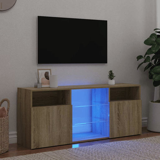 Móvel de TV - Modulo de TV - Armário de TV com luzes LED 120x30x50 cm carvalho sonoma