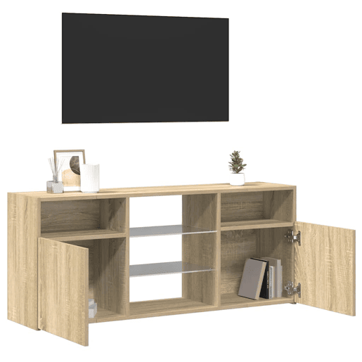 Móvel de TV - Modulo de TV - Armário de TV com luzes LED 120x30x50 cm carvalho sonoma