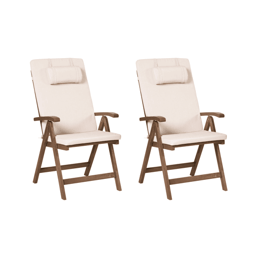 Conjunto de 2 cadeiras de jardim com almofadas AMANTEA PREMIUM Madeira de acácia Creme claro