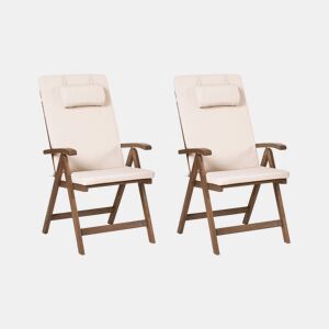 Conjunto de 2 cadeiras de jardim com almofadas AMANTEA PREMIUM Madeira de acácia Creme claro