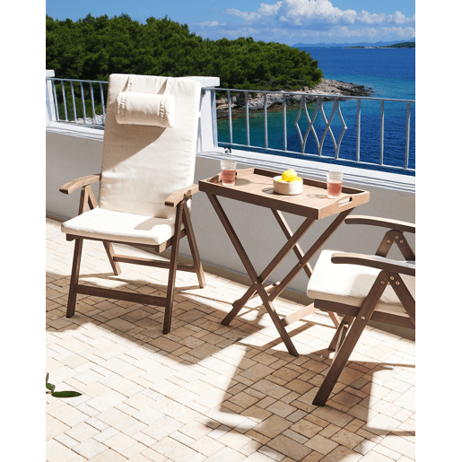 Conjunto de 2 cadeiras de jardim com almofadas AMANTEA PREMIUM Madeira de acácia Creme claro