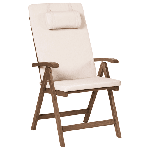 Conjunto de 2 cadeiras de jardim com almofadas AMANTEA PREMIUM Madeira de acácia Creme claro