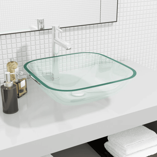Lavatório - Lavabo - Pia de banheiro 42x42x14 cm vidro transparente