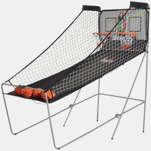 Conjunto de Cestos de Basquetebol Dobráveis e Portáteis - Cor: Preto e Branco u2013 Aço u2013 205 x 110 x 205 cm