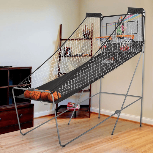 Conjunto de Cestos de Basquetebol Dobráveis e Portáteis - Cor: Preto e Branco u2013 Aço u2013 205 x 110 x 205 cm