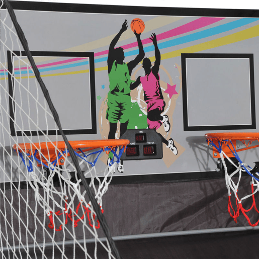 Conjunto de Cestos de Basquetebol Dobráveis e Portáteis - Cor: Preto e Branco u2013 Aço u2013 205 x 110 x 205 cm