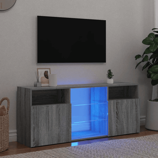 Móvel de TV - Modulo de TV - Armário de TV com luzes LED 120x30x50 cm sonoma cinzento