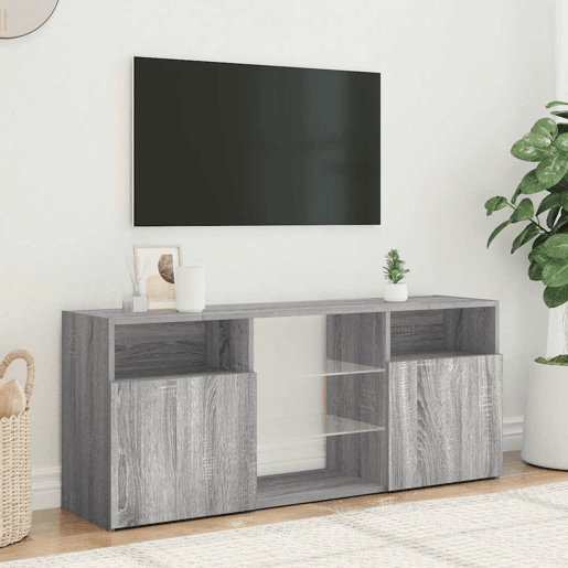 Móvel de TV - Modulo de TV - Armário de TV com luzes LED 120x30x50 cm sonoma cinzento