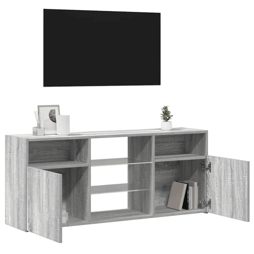 Móvel de TV - Modulo de TV - Armário de TV com luzes LED 120x30x50 cm sonoma cinzento