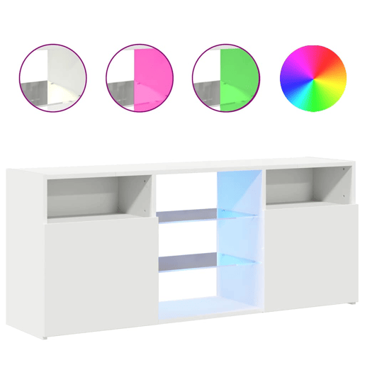 Móvel de TV - Modulo de TV - Armário de TV com luzes LED 120x30x50 cm branco