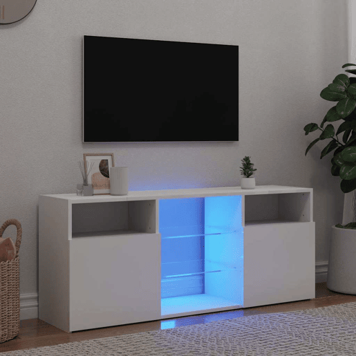 Móvel de TV - Modulo de TV - Armário de TV com luzes LED 120x30x50 cm branco