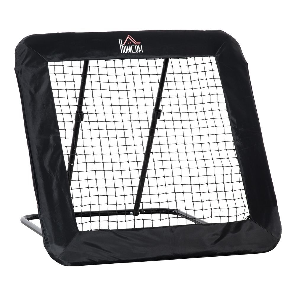Homcom red de rebote plegable red de objetivo de fútbol con 4 ángulos ajustables para entrenamiento de fútbol béisbol deportes en jardín 128x118x108-120 cm negro