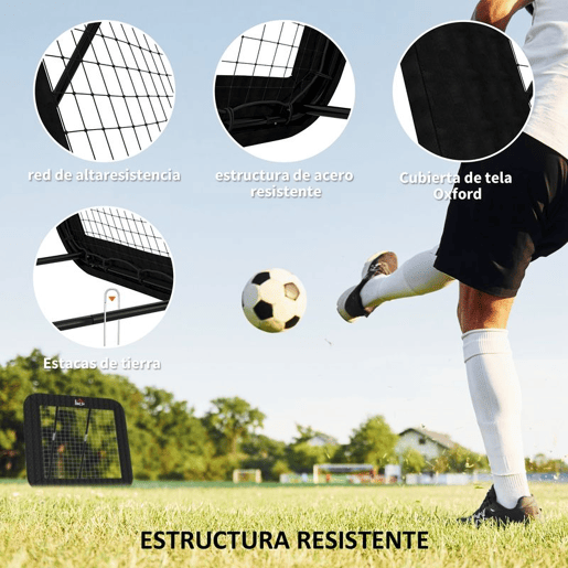 HOMCOM Rede de Rebote Dobrável com 4 Ângulos Ajustáveis para Treinamento de Futebol Beisebol Desportes de Exterior 128x118x108-120cm Preto