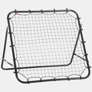 HOMCOM Rede de Rebote de Metal Rede de Rebote com Ângulo Ajustável e 20 Cordas Elásticas para Treinamento de Futebol Tenis Beisebol Desportes 96x80x96 cm Preto