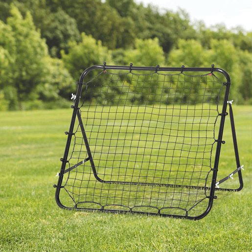HOMCOM Rede de Rebote de Metal Rede de Rebote com Ângulo Ajustável e 20 Cordas Elásticas para Treinamento de Futebol Tenis Beisebol Desportes 96x80x96 cm Preto