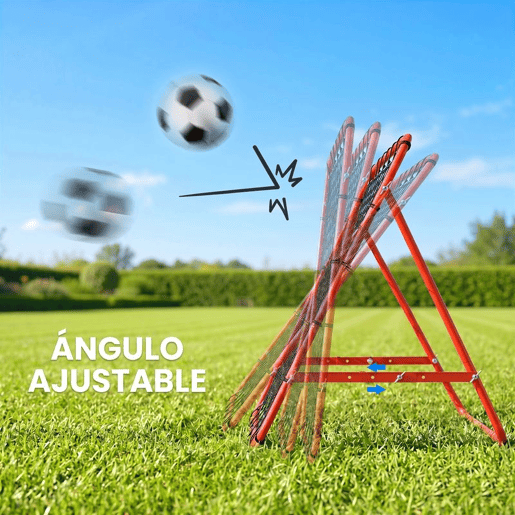 HOMCOM Rede de Rebote de Metal Rede de Rebote com Ângulo Ajustável e 20 Cordas Elásticas para Treinamento de Futebol Tenis Beisebol Desportes 96x80x96cm Vermelho