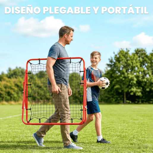 HOMCOM Rede de Rebote de Metal Rede de Rebote com Ângulo Ajustável e 20 Cordas Elásticas para Treinamento de Futebol Tenis Beisebol Desportes 96x80x96cm Vermelho