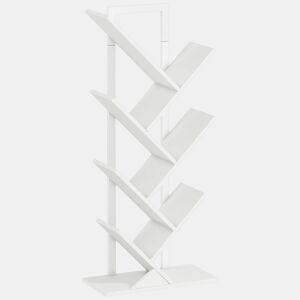 HOMCOM Estante em Forma de Árvore de 7 Níveis Estante de Livros com 7 Prateleiras e Estrutura de Aço para Sala de Estar Escritório Estúdio Quarto 50x24x109 cm Branco