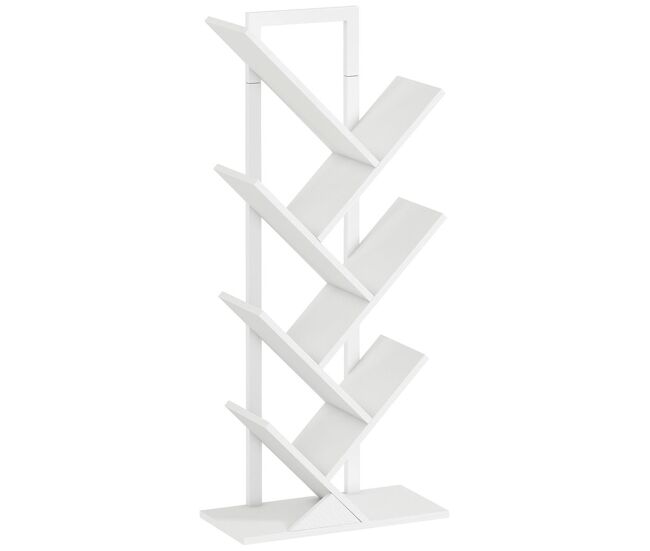 Homcom librería en forma de árbol de 7 niveles, estantería de libros con 7 estantes, estructura de acero, para cd, dvd, álbumes, sala de estar,
