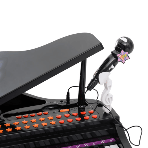 HOMCOM Piano para Crianças com 37 Teclas Piano Infantil com Microfone Banco Luzes 22 Músicas e Entrada para MP3 e USB 48x39x69 cm Preto