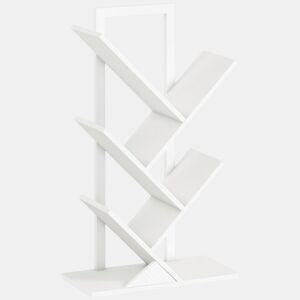 HOMCOM Estante em Forma de Árvore de 5 Níveis Estante de Livros com 5 Prateleiras e Estrutura de Aço para Sala de Estar Escritório Estúdio Quarto 50x24x82 cm Branco
