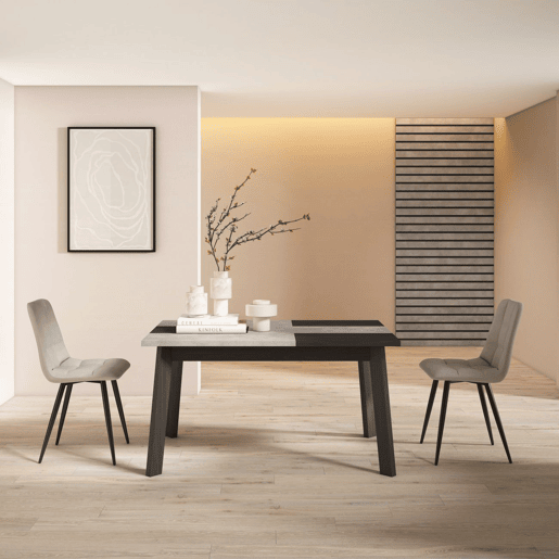 Mesa de jantar Naira 140 Negro Cemento Negro 141 x 74 x 90 cm