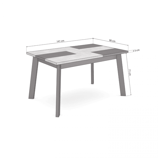 Mesa de jantar Naira 140 Negro Cemento Negro 141 x 74 x 90 cm